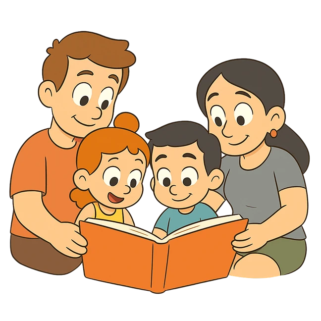 Familie liest zusammen